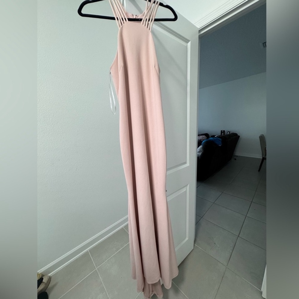 Calvin Klein Flowing Halter Neck Maxi Dress – Soft Pink